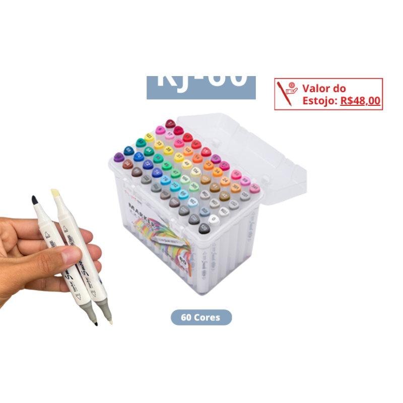 Canetinhas Hidrocor KJ – Estojo 60 Cores