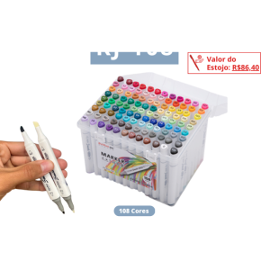 Canetinhas Hidrocor KJ – Estojo 108 Cores - Image 4