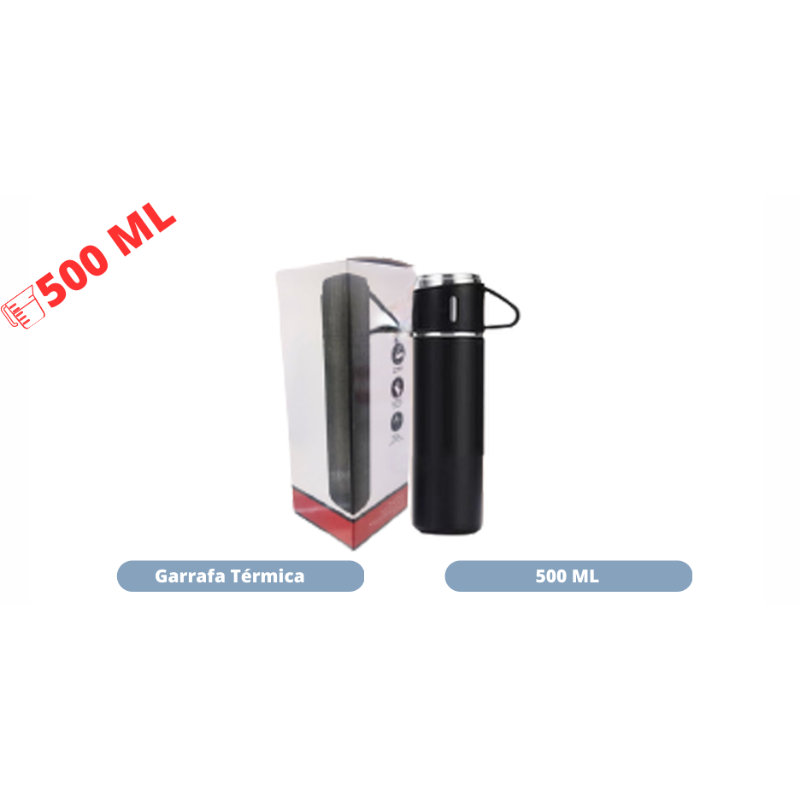 Garrafa Térmica 500ml B-2060 Preto – Caixa com 80 Peças