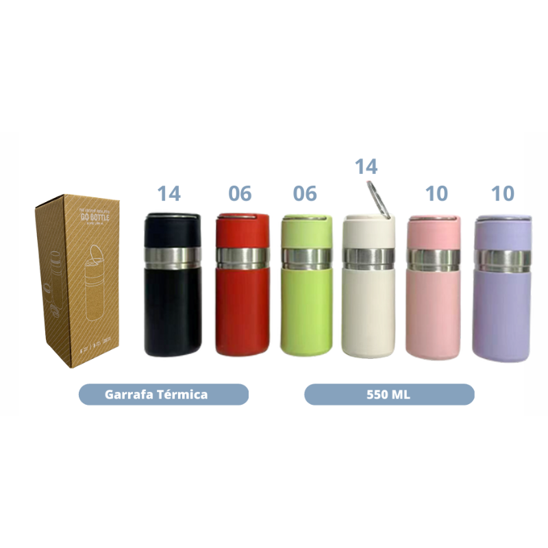 Garrafa Térmica 550ml YT-2070 Branco – Caixa com 60 Peças