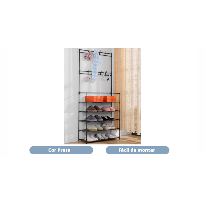 Estante Organizadora XJ-06 Preto – Caixa com 16 Peças