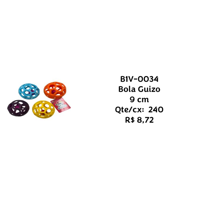 Bola Pet Guizo 9cm BIV-0034 – Caixa com 240 Peças