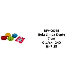 Brinquedo Pet Bola Limpa Dente 7cm BIV-0048 – Caixa com 240 - Imagem 3