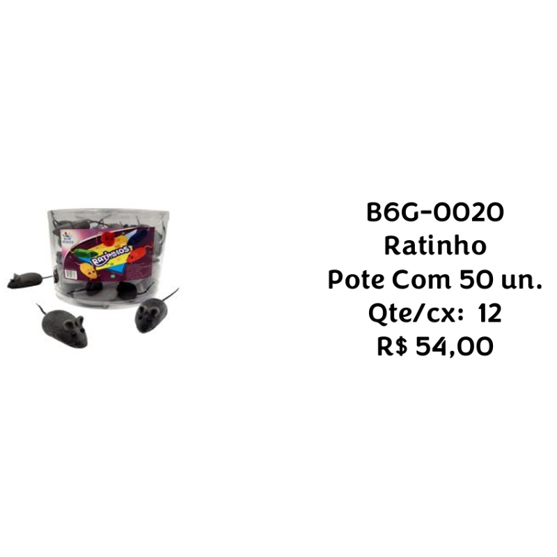 Brinquedo Pet Ratinho B6G-0020 – Caixa com 12 Potes (50 un. cada)