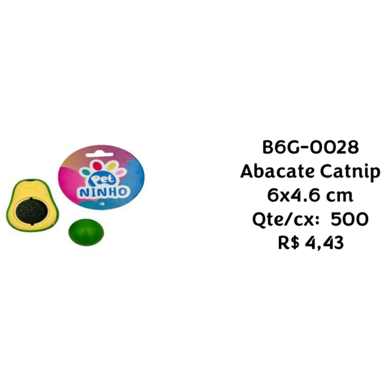 Brinquedo Pet Abacate Catnip 6×4,6cm B6G-0028 – Caixa com 60