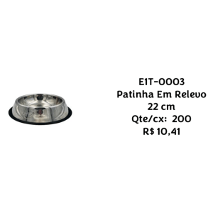 Comedouro Inox Patinha em Relevo 22cm EIT-0003 – Caixa com 200 Peças - Imagem 3