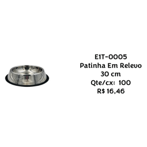 Comedouro Inox Patinha em Relevo 30cm EIT-0005 – Caixa com 100 Peças - Imagem 3