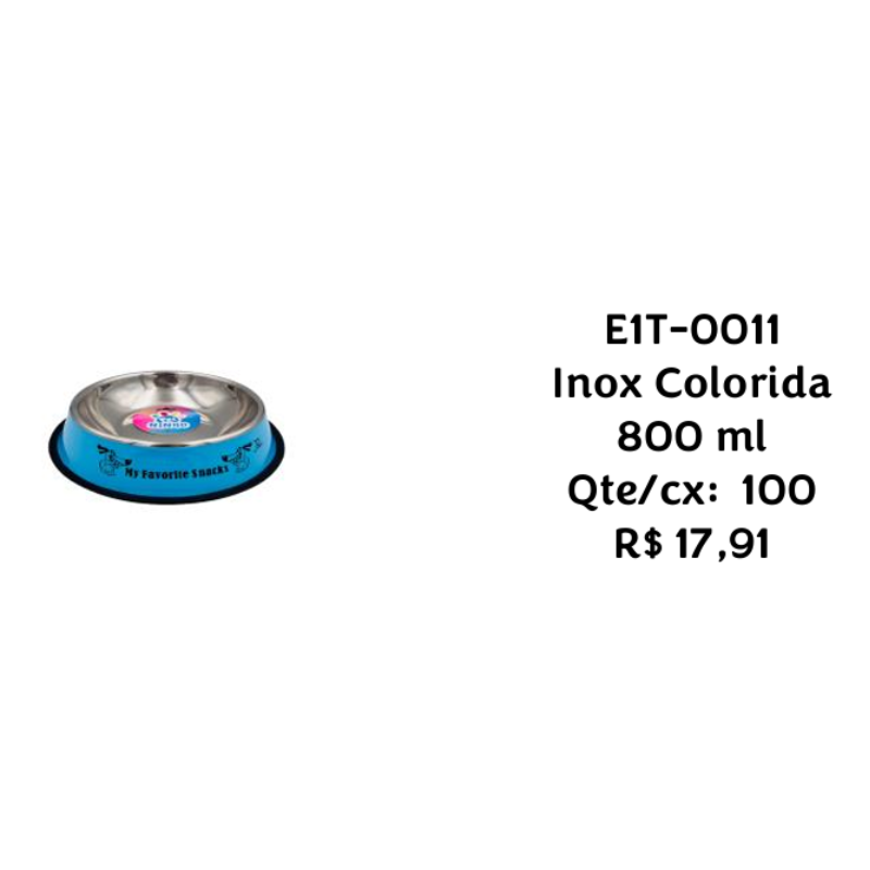 Tigela Inox Colorida 800ml E1T-0011 – Caixa com 100 Peças