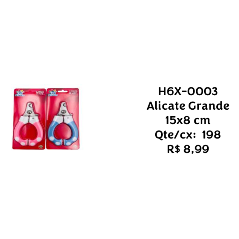 Alicate Grande 15×8cm H6X-0003 – Caixa com 198 Peças