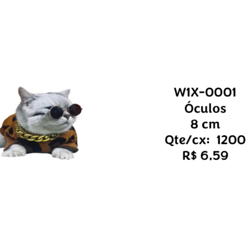 Óculos Pet 8cm W1X-0001 – Caixa com 1200