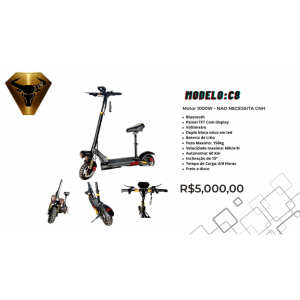 Patinete Elétrico C8 1000W – Bluetooth – Painel TFT – Bateria Lítio 48V/10Ah (Sem CNH) - Imagem 3