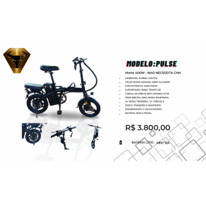 Scooter Elétrica PULSE 400W – Dobrável – Bateria Lítio 48V/12A (Sem CNH) - Image 3