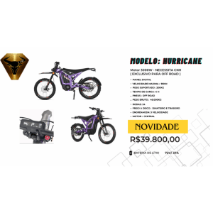 Bike Elétrica HURRICANE 3000W – Painel Digital – Bateria Lítio 72V/37A (Necessita CNH – Off Road) - Image 3