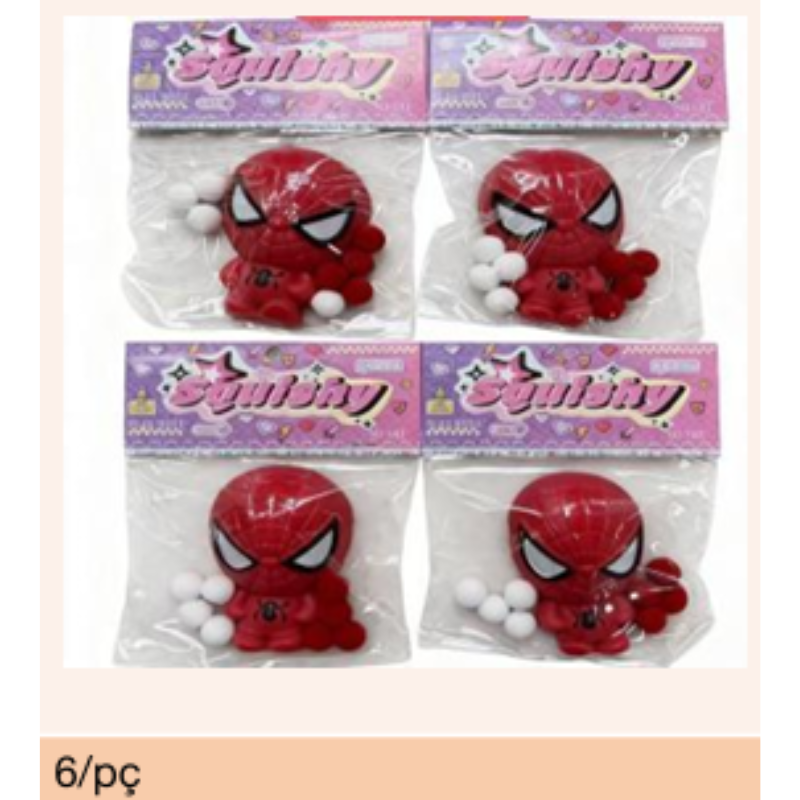 Kit Squishy Anti-stress Tema Aranha – 6 Peças