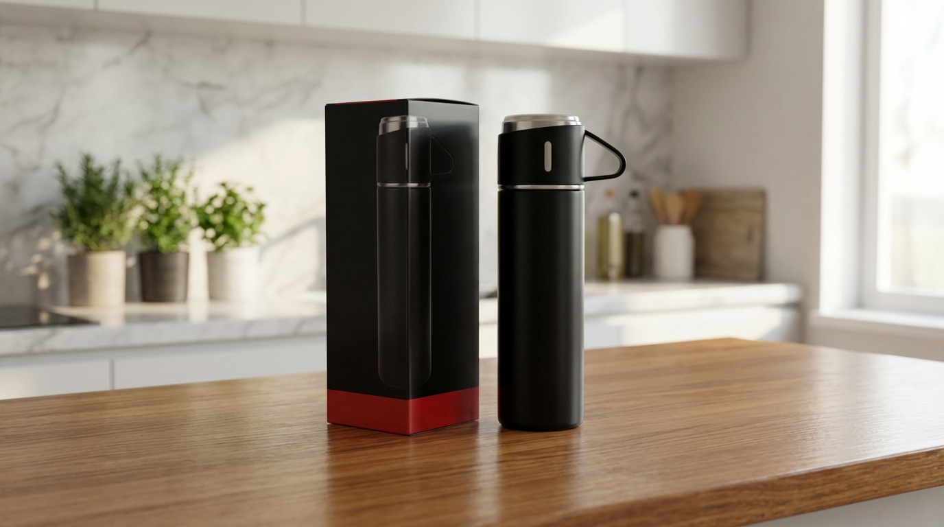 Garrafa Térmica 500ml B-2060 Preto – Caixa com 80 Peças