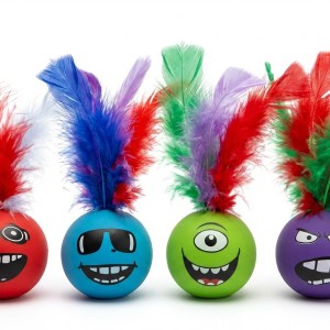 Brinquedo Pet Bola Emoções com Pena 4,5cm B6G-0003 – Caixa com 480 Peças - Imagem 1