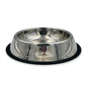 Comedouro Inox Patinha em Relevo 22cm EIT-0003 – Caixa com 200 Peças - Imagem 1