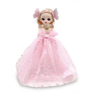 Boneca Princesa 35cm Vestido Rosa – Kit 6 Peças (Qte/cx 180) - Imagem 1