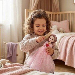 Boneca Princesa 35cm Vestido Branco/Rosa – Kit 6 Peças (Qte/cx 180) - Image 2