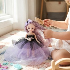 Boneca Princesa 30cm Vestido Preto/Roxo – Kit 6 Peças (Qte/cx 108) - Image 2