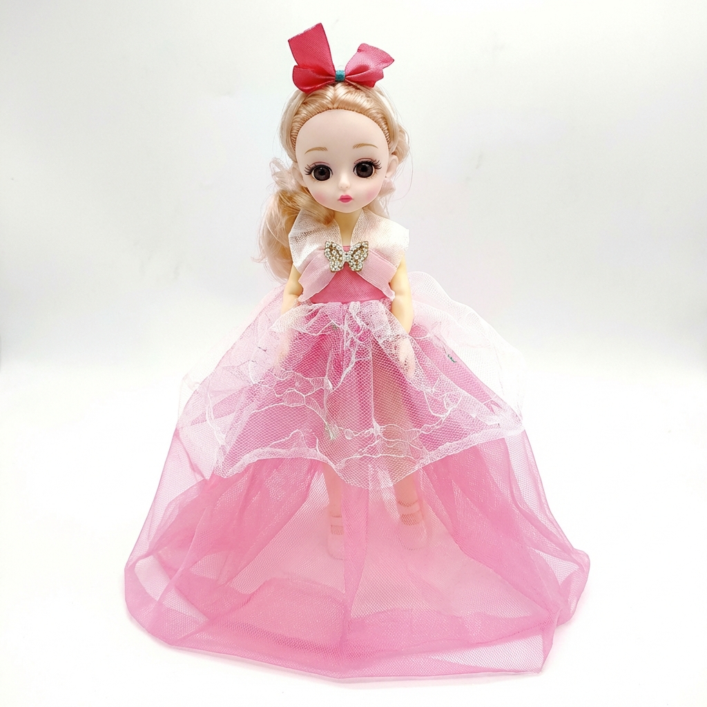 Boneca Princesa 30cm Vestido Rosa Forte – Kit 6 Peças (Qte/cx 108)