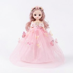 Boneca Princesa 30cm Vestido Bege/Rosa Claro – Kit 6 Peças (Qte/cx 108) - Image 1