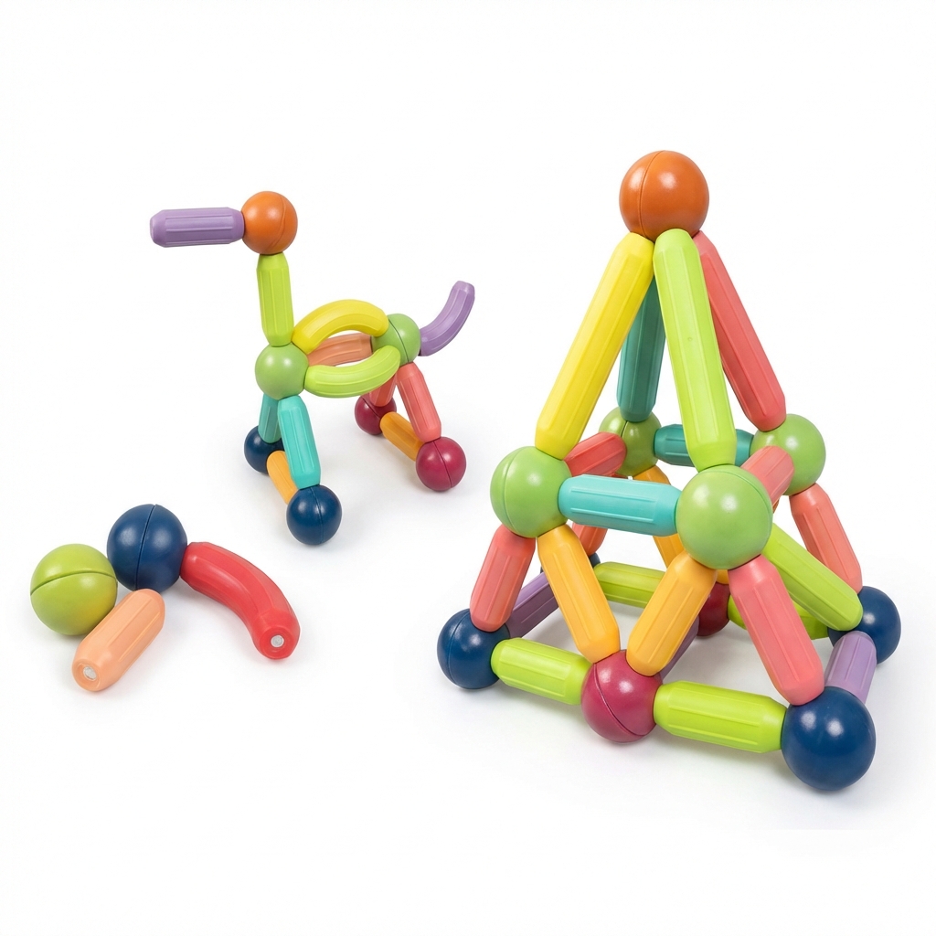 Brinquedo Magnético de Montar 42 Peças – Kit 9 Peças (Qte/cx 180)