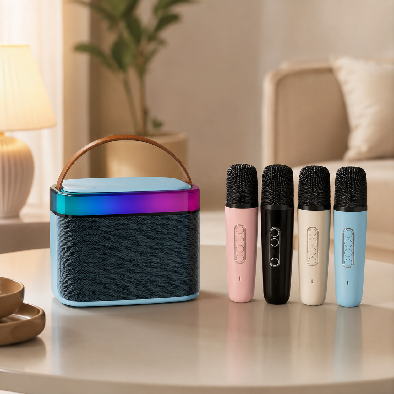 Caixa de Som Bluetooth Karaokê RGB com Microfone Cx 16 Peças