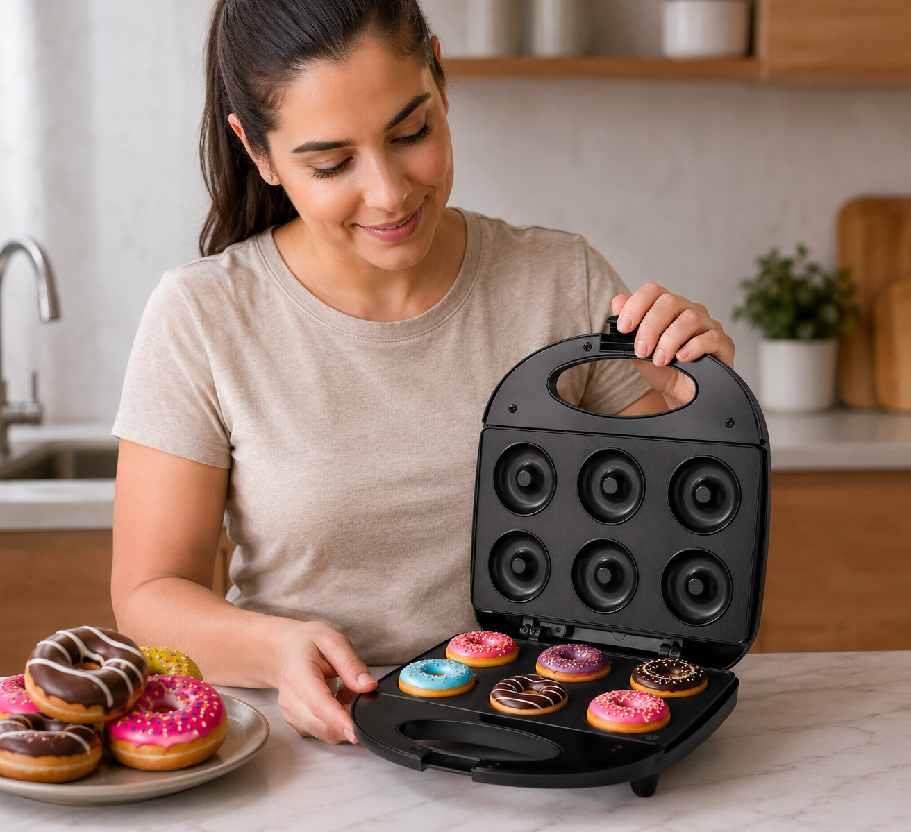 Máquina de Donuts e Rosquinhas 6 Furos Cx 10 Peças