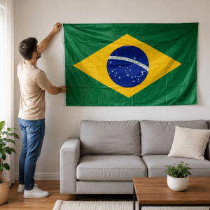 Caixa 200 Peças Bandeira do Brasil Cetim 100x120 - Imagem 2