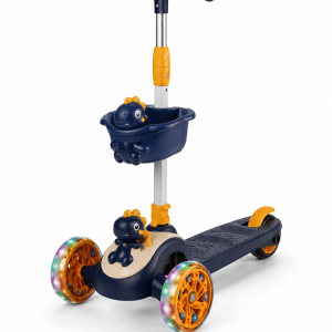 Patinete Infantil Dinossauro Azul com Luz Cx 6 Peças
