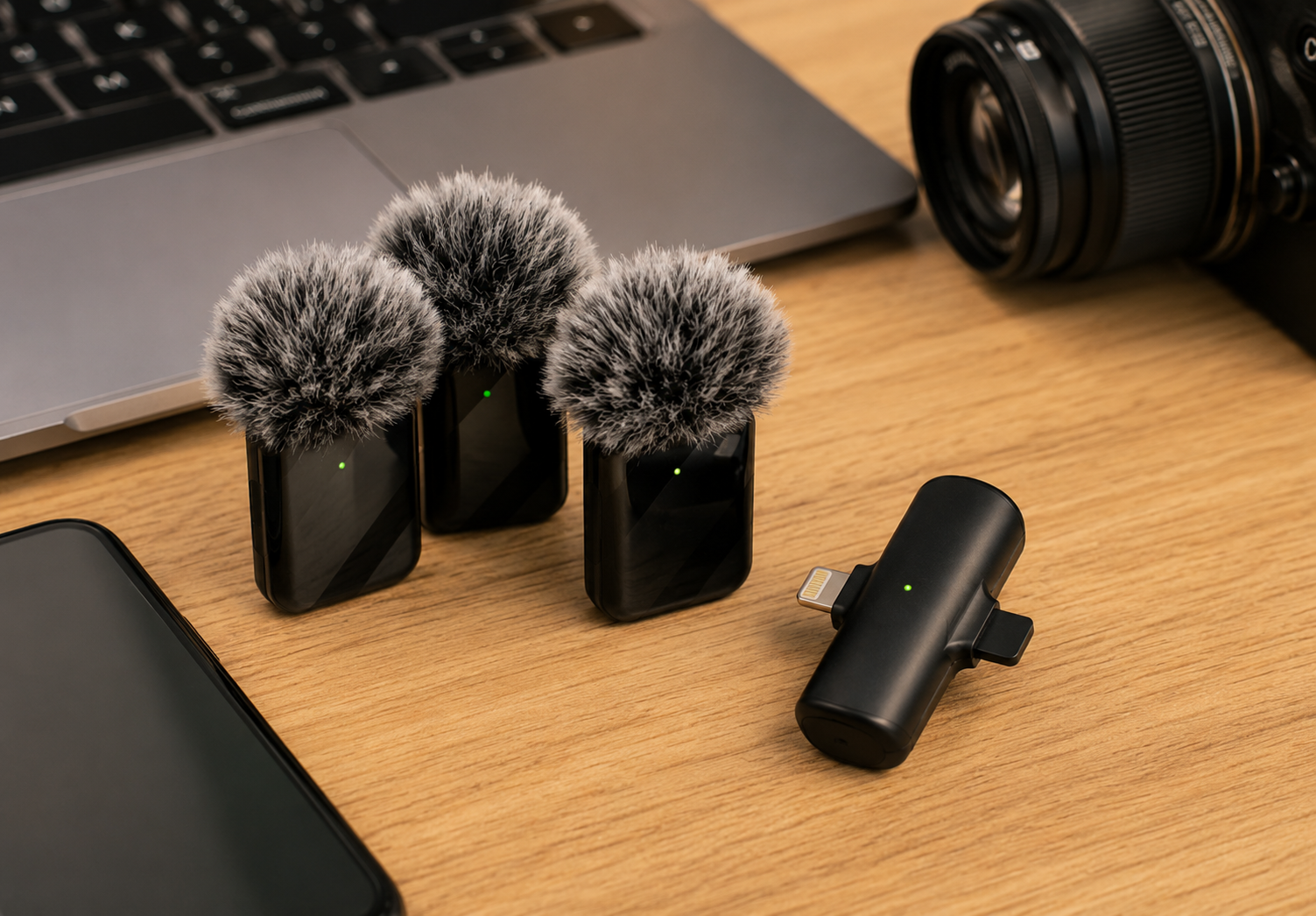 Microfone Sem Fio Lapela F15 USB-C e Lightning Cx 100 Peças