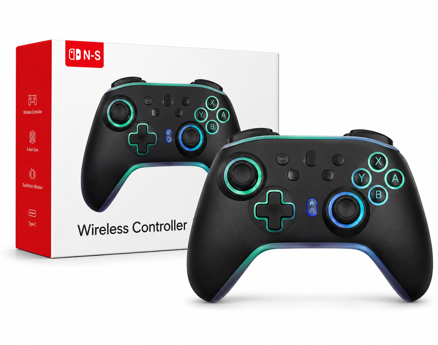 Controle Sem Fio F8 Pro RGB para Switch Android Windows Cx 5 Peças