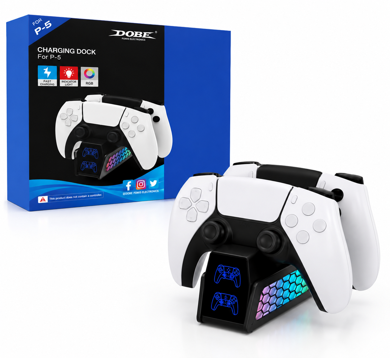 Base Carregador Duplo PS5 Dual Charging Dock RGB Cx 80 Peças