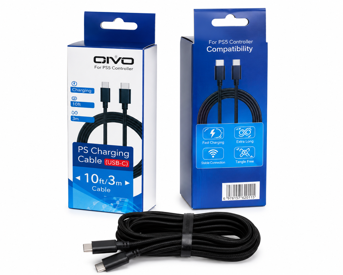 Cabo USB OIVO IV-PS229 para PS5 PS4 Switch e Celular Cx 100 Peças