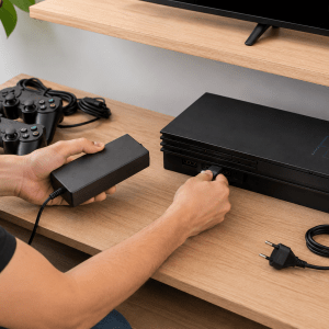 Fonte PlayStation 2 Bivolt para PS2 Slim com Cabo Cx 100 Peças - Imagem 2