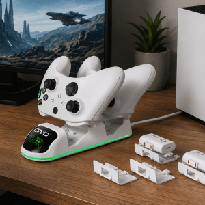 Carregador Duplo OIVO Xbox One Series S/X Elite com 2 Baterias Branco Cx 60 Peças - Imagem 2