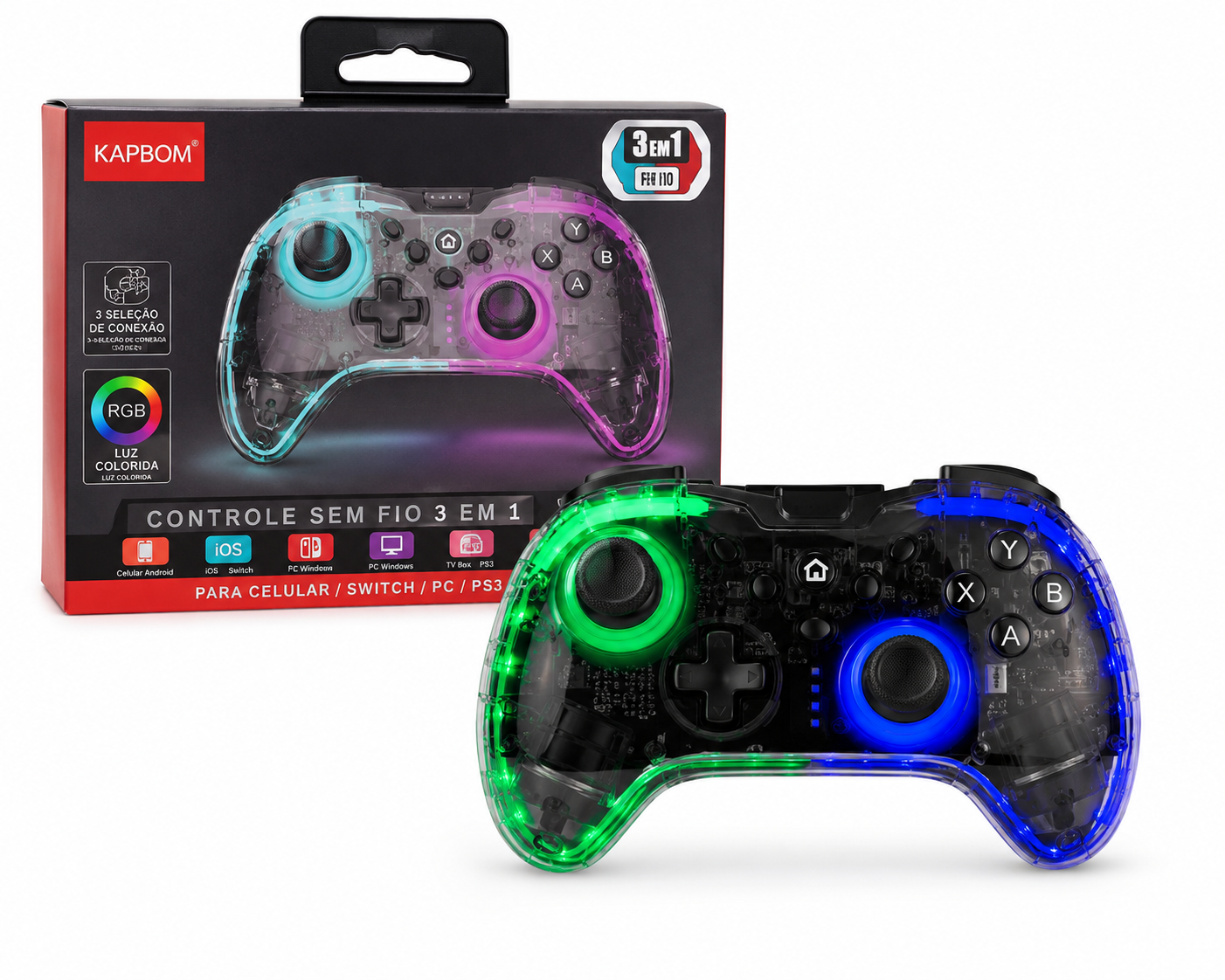 Controle Sem Fio para Switch RGB Cx 30 Peças