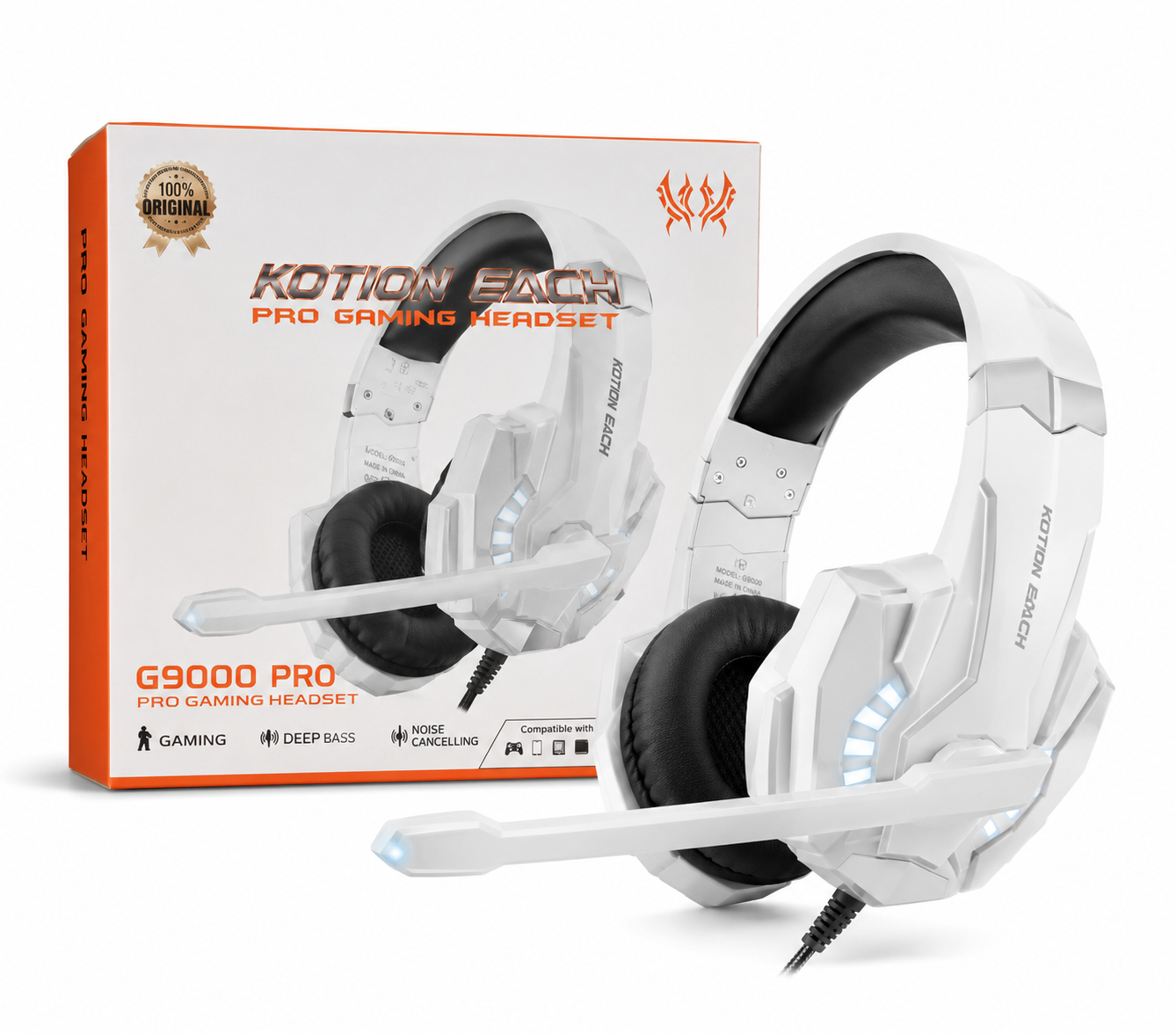 Headset Gamer G1000 Branco com Microfone Cx 30 Peças