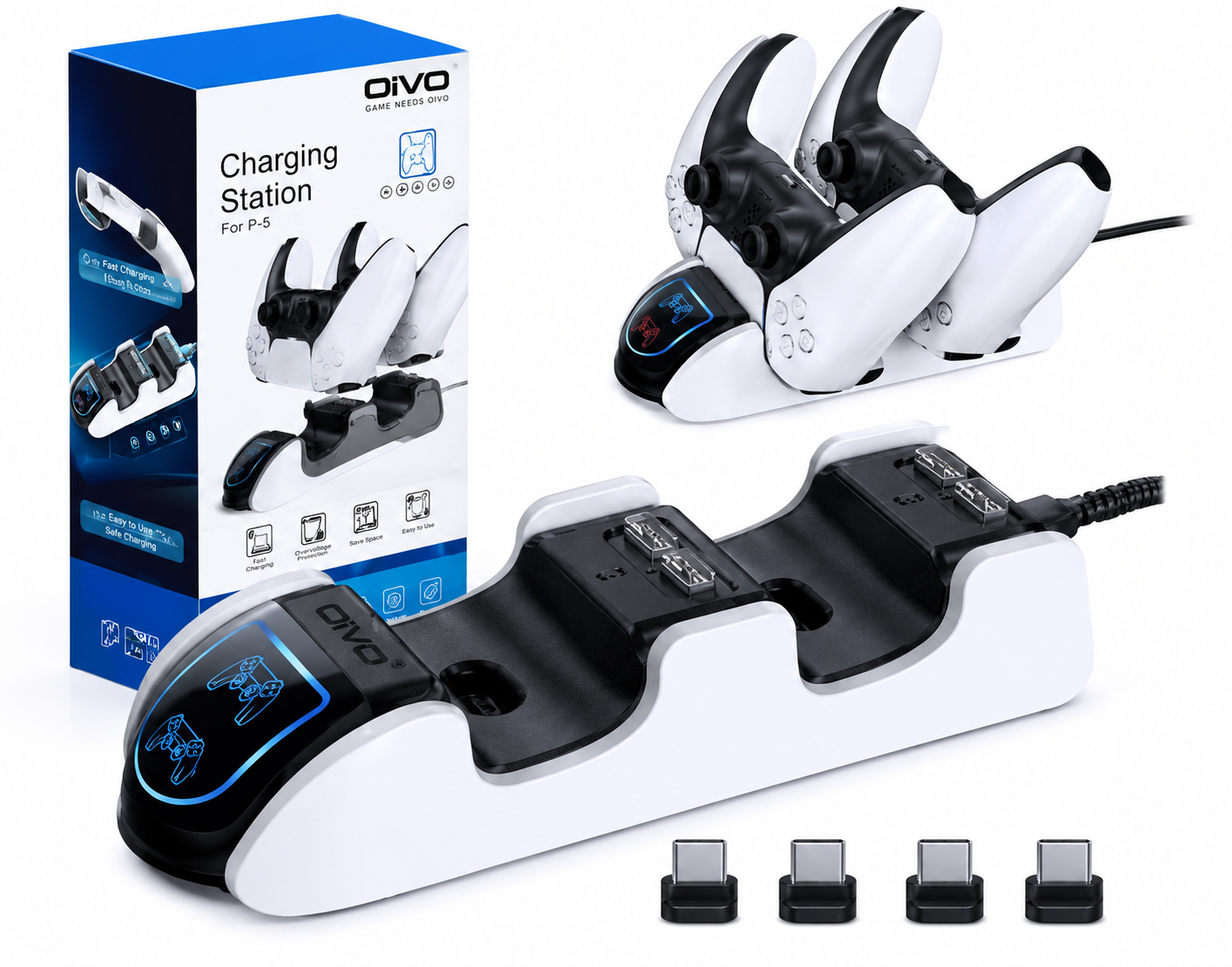 Base Carregadora Dupla para Controle PS5 Oivo IV-P5207 Cx 60 Peças