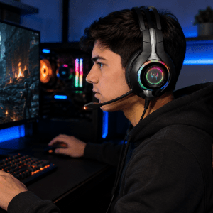 Fone Gamer G34T com Microfone e Luz LED Cx 30 Peças - Imagem 3