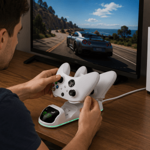 Carregador Duplo OIVO Xbox One Series S/X Elite com 2 Baterias Branco Cx 60 Peças - Imagem 3